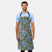 フラワーブルーエレガントペリウィンクルフローラクラシック エプロン (着用した状態)