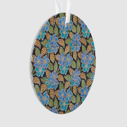 フラワーブルーエレガントペリウィンクルフローラクラシック オーナメント (正面)