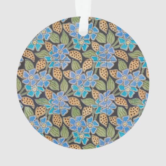 フラワーブルーエレガントペリウィンクルフローラクラシック オーナメント (裏面)