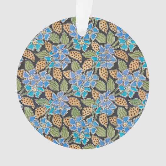 フラワーブルーエレガントペリウィンクルフローラクラシック オーナメント (正面)