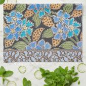 フラワーブルーエレガントペリウィンクルフローラクラシック キッチンタオル (折り畳み)