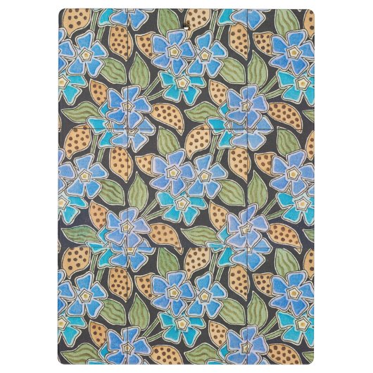 フラワーブルーエレガントペリウィンクルフローラクラシック クリップボード (裏面)