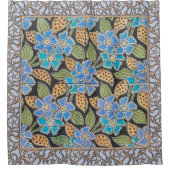 フラワーブルーエレガントペリウィンクルフローラクラシック シャワーカーテン (正面)