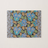 フラワーブルーエレガントペリウィンクルフローラクラシック ジグソーパズル (横)