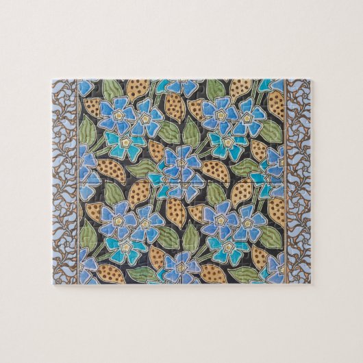 フラワーブルーエレガントペリウィンクルフローラクラシック ジグソーパズル (横)