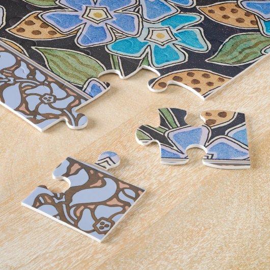 フラワーブルーエレガントペリウィンクルフローラクラシック ジグソーパズル (側面)