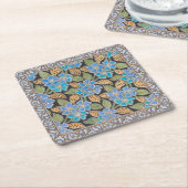 フラワーブルーエレガントペリウィンクルフローラクラシック スクエアペーパーコースター (アングル)
