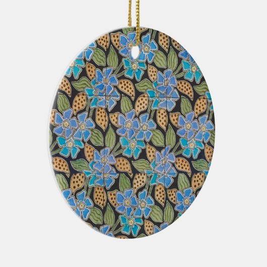 フラワーブルーエレガントペリウィンクルフローラクラシック セラミックオーナメント (右)