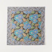 フラワーブルーエレガントペリウィンクルフローラクラシック タペストリー (正面(横))