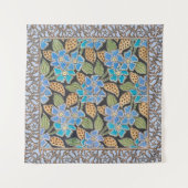 フラワーブルーエレガントペリウィンクルフローラクラシック タペストリー (正面)