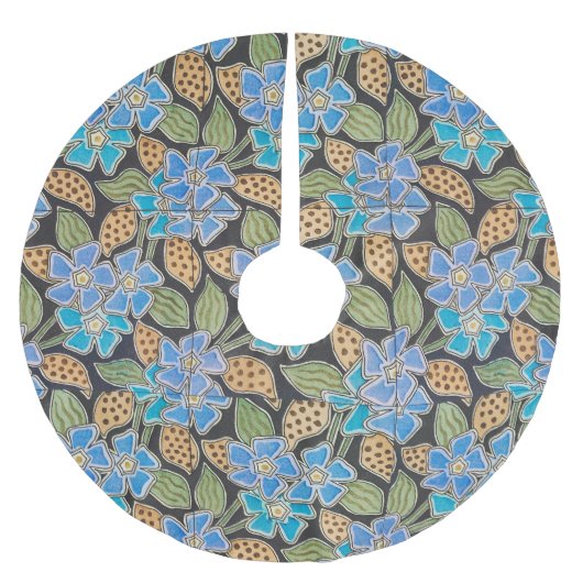 フラワーブルーエレガントペリウィンクルフローラクラシック ブラッシュドポリエステルツリースカート (正面)