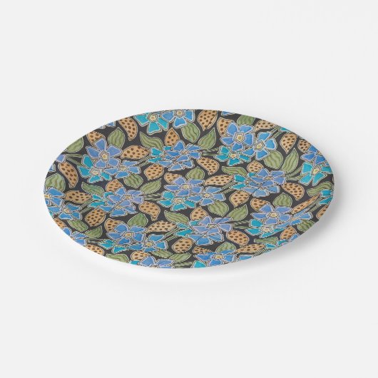 フラワーブルーエレガントペリウィンクルフローラクラシック ペーパープレート (アングル)