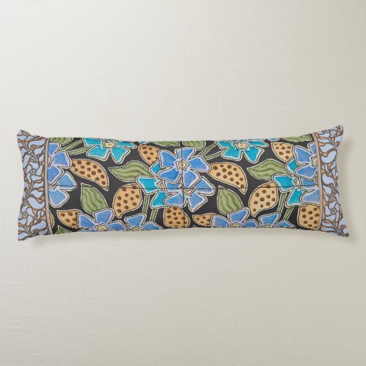 フラワーブルーエレガントペリウィンクルフローラクラシック ボディピロー (裏面)