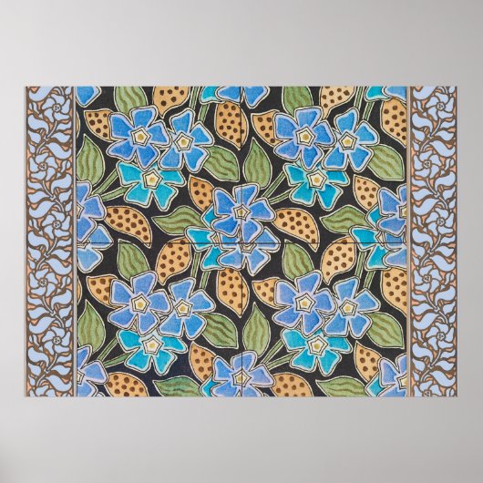 フラワーブルーエレガントペリウィンクルフローラクラシック ポスター (正面)