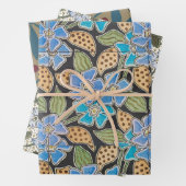 フラワーブルーエレガントペリウィンクルフローラクラシック ラッピングペーパーシート (インサイチュ)