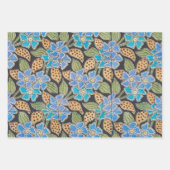 フラワーブルーエレガントペリウィンクルフローラクラシック ラッピングペーパーシート (正面)