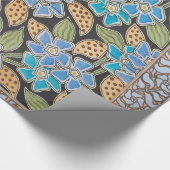 フラワーブルーエレガントペリウィンクルフローラクラシック ラッピングペーパー (角)