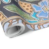 フラワーブルーエレガントペリウィンクルフローラクラシック ラッピングペーパー (ロールコーナー)