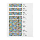 フラワーブルーエレガントペリウィンクルフローラクラシック ラップアラウンド宛名ラベル (シート)