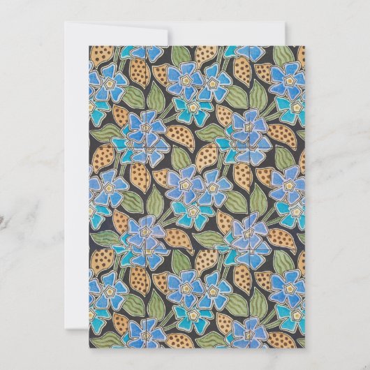 フラワーブルーエレガントペリウィンクルフローラクラシック 招待状 (裏面)