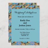 フラワーブルーエレガントペリウィンクルフローラクラシック 招待状 (正面/裏面)