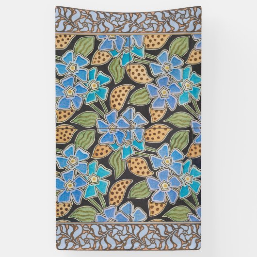 フラワーブルーエレガントペリウィンクルフローラクラシック 横断幕 (縦)