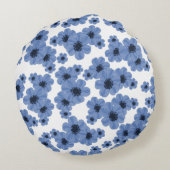 フラワーブルー円枕 ラウンドクッション (裏面)