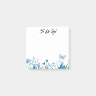 フラワーブルー水彩To-Doリストメモ帳 ポストイット
