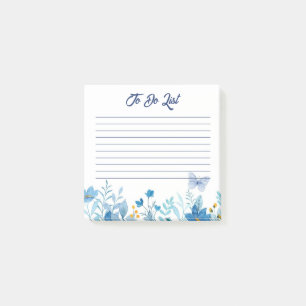 フラワーブルー水彩To-Doリストメモ帳 ポストイット