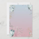 フラワーブルー蝶グラデーション誕生日 招待状 (裏面)