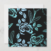 フラワーブルー&ブラックパーティー誕生日招待状 招待状 (裏面)