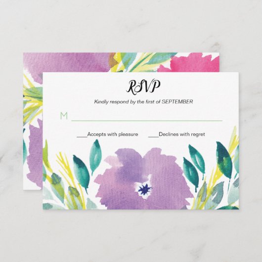 フラワーブロッサムRSVPカード 招待状 (正面/裏面)