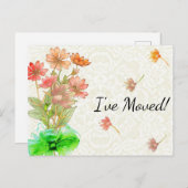 フラワーブーケとアンティークレースの新しいアドレス ポストカード (正面/裏面)