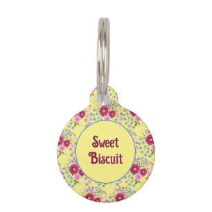 フラワーブーケとダリア ペット　ネームタグ