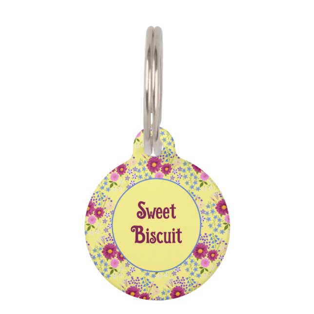 フラワーブーケとダリア ペット　ネームタグ (正面)