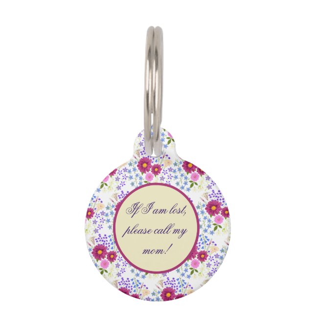 フラワーブーケウィズダリアホワイトペット用名札 ペット　ネームタグ (正面)