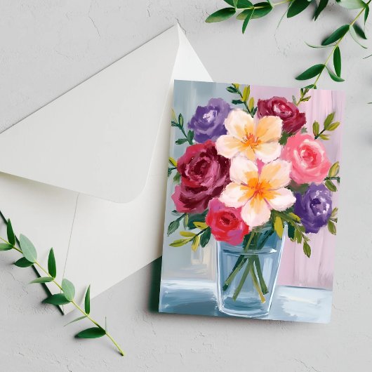 フラワーブーケウォーターカラー絵を描フローラ ポストカード