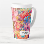 フラワーブーケオレンジ&ブルーボホ カフェラテマグ (右アングル)