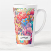 フラワーブーケオレンジ&ブルーボホ カフェラテマグ (右)