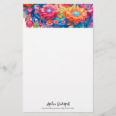 フラワーブーケオレンジ&ブルーボホ 便箋 (正面)