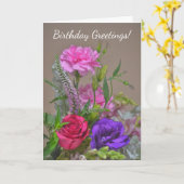 フラワーブーケガーデンアート誕生日カード カード (黄色い花)