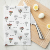 フラワーブーケキッチンタオル キッチンタオル (四つ折り)