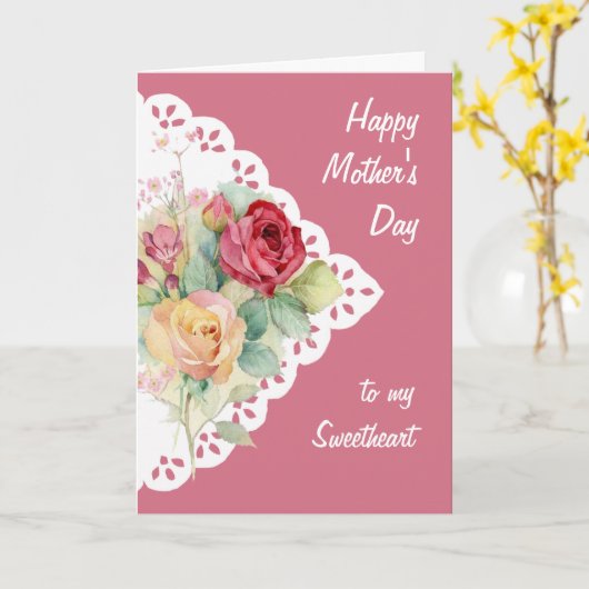 フラワーブーケスイートハート母の日 カード (黄色い花)