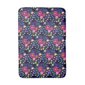 フラワーブーケダークブルー バスマット (正面縦)