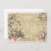 フラワーブーケツオンブ動揺してラウンヴィンテージスタイル ポストカード (正面/裏面)