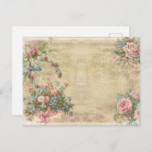 フラワーブーケツオンブ動揺してラウンヴィンテージスタイル ポストカード (正面/裏面)