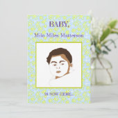 フラワーブーケデイジーメドウペリウィンクルレモン誕生 案内状 (スタンド正面)