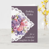 フラワーブーケドーターインロー誕生日カード カード (黄色い花)