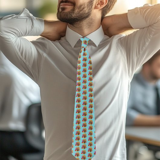 フラワーブーケフクロウ ネクタイ