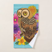 フラワーブーケフクロウ バスタオルセット (ハンドタオル)